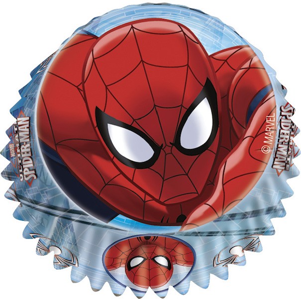 Muffinsform Spiderman med topper, standard, 60stk