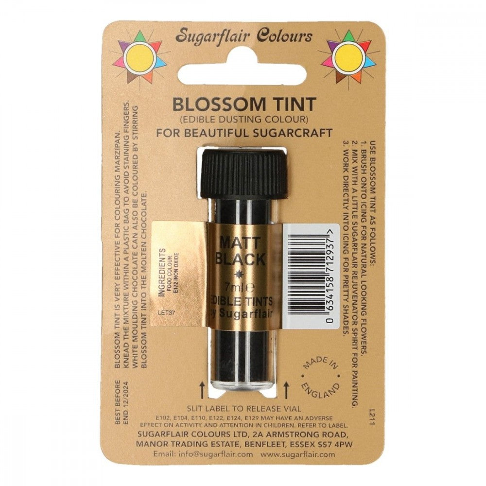 Sugarflair pulverfarge Matt Black, 7ml