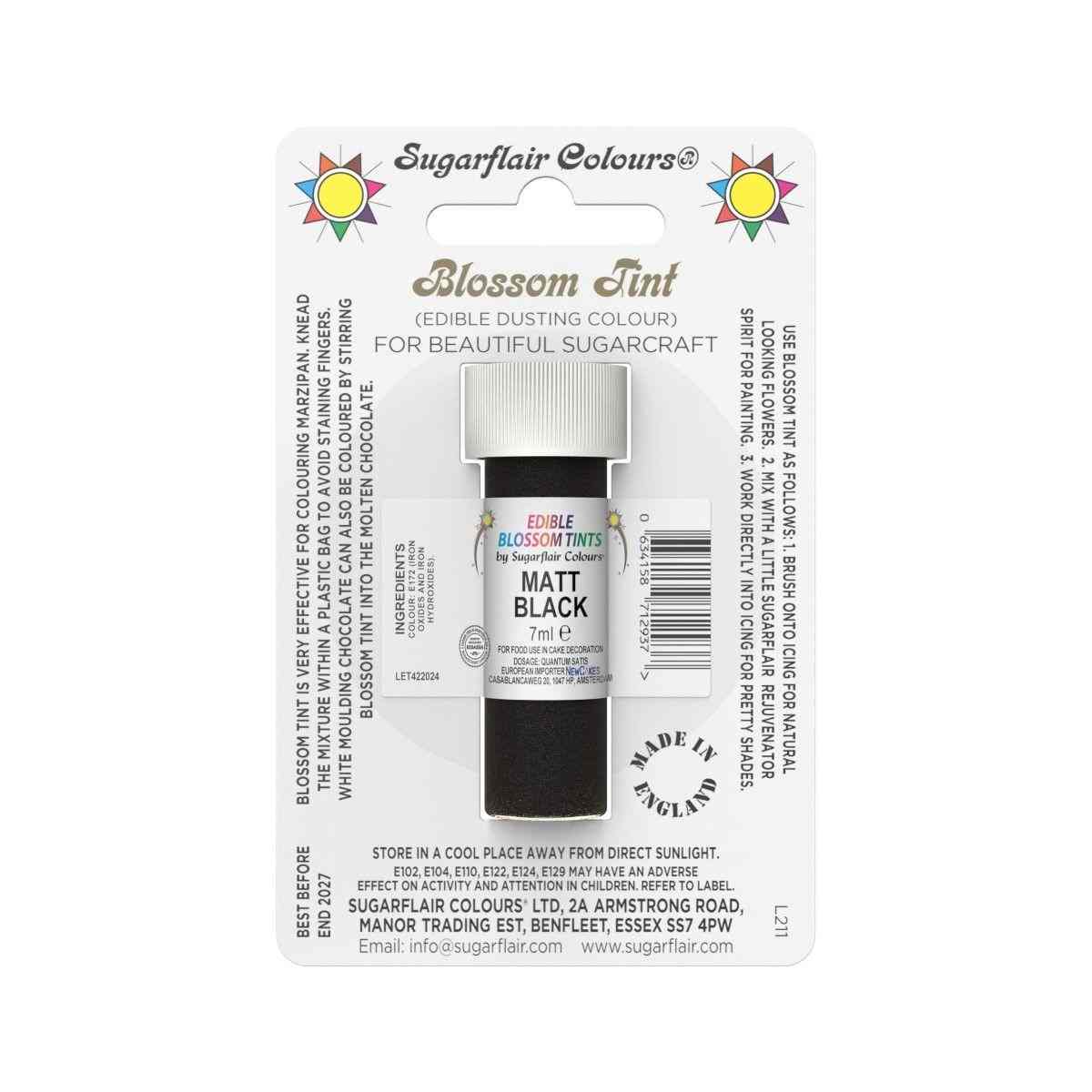Sugarflair pulverfarge Matt Black, 7ml