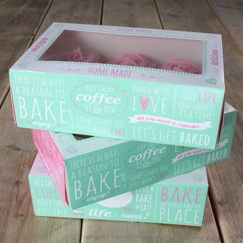 FunCakes Cupcake-boks -Sitater - 24x16x8cm, 3 stk