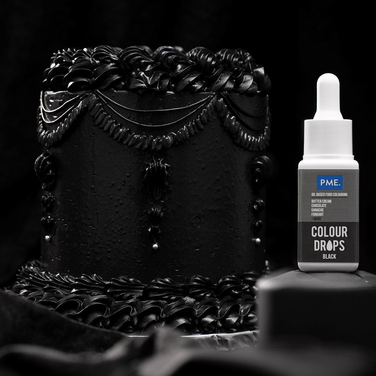 PME Oljebasert konditorfarge -Colour Drops-, Svart, 20ml