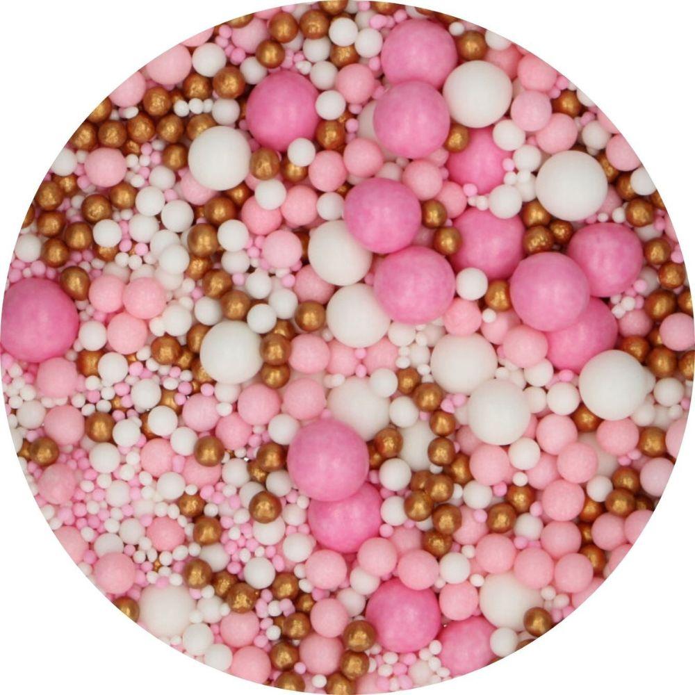 rosa og hvite myke sukkerperler fra FunCakes