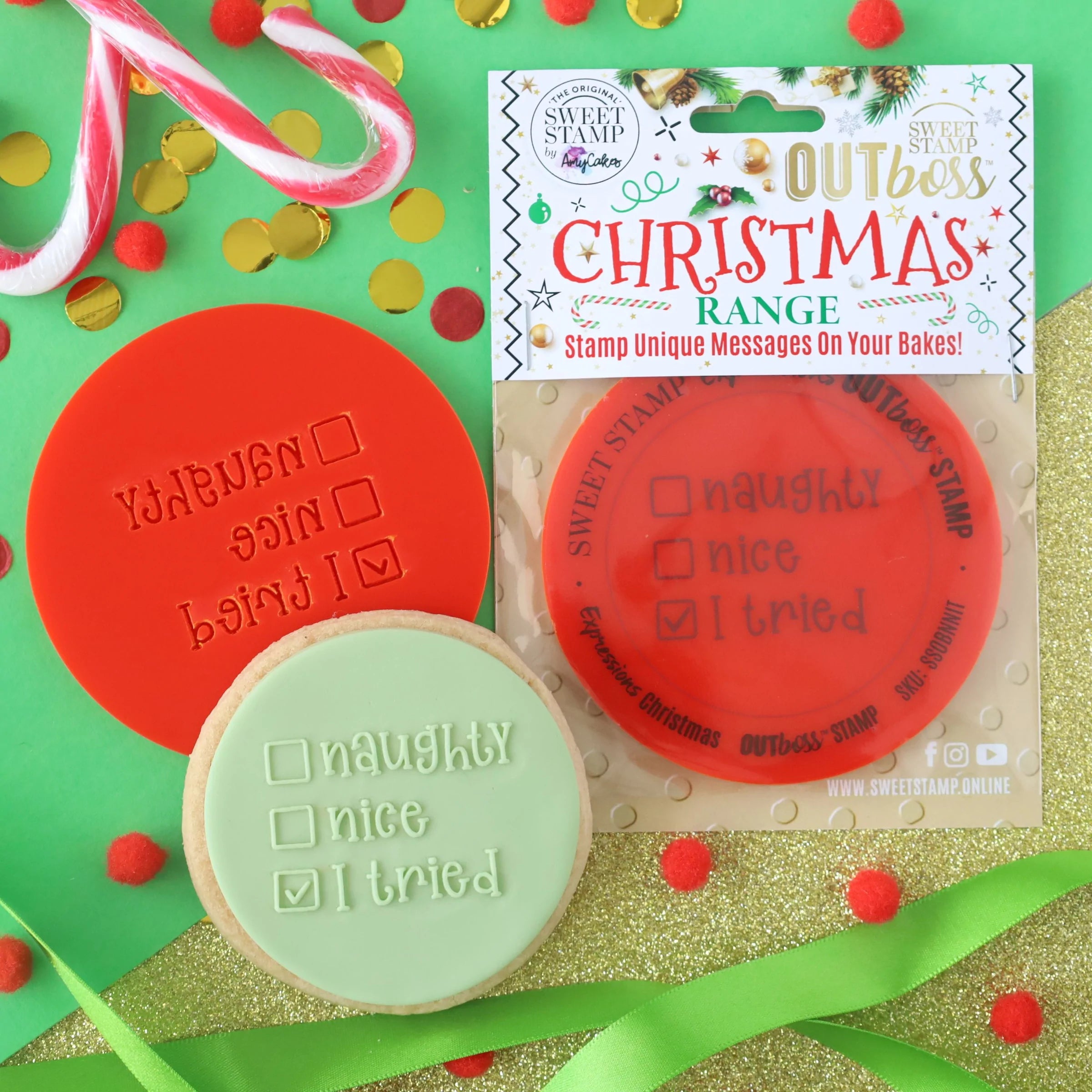 Sweet Stamp Embosser/Stempel -Naughty, nice, I tried-