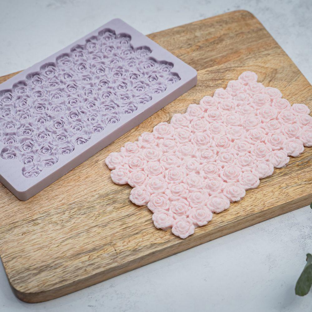 Karen Davies silikonform Sugar Rose Borders med detaljerte rosemotiver for kakedekorering