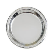 Sølv metallic engangsfat 23cm, pk/8