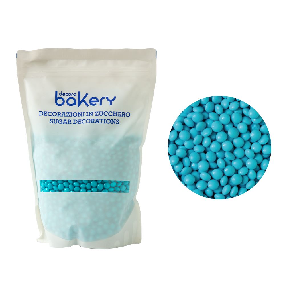 Decora Sjokoladelinser -Blå- 10mm, 1kg (B.F. 04.01.2026)