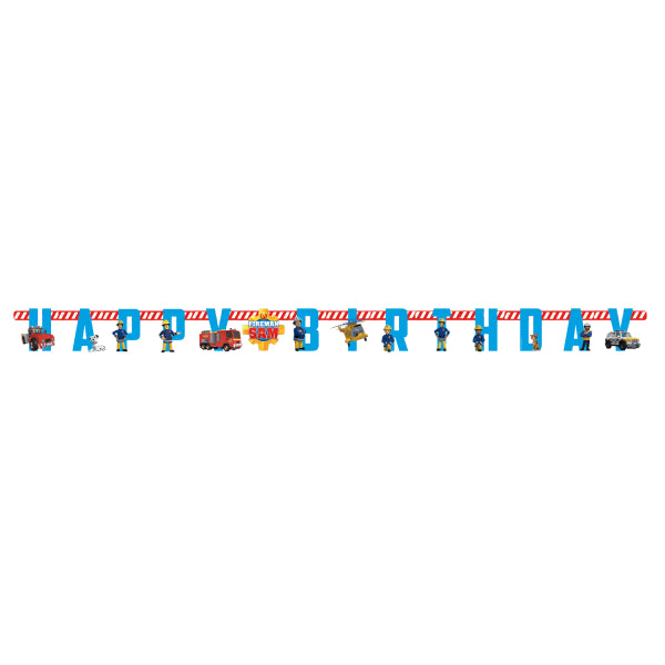Brannmann Sam banner "Happy Birthday" - 1,9m