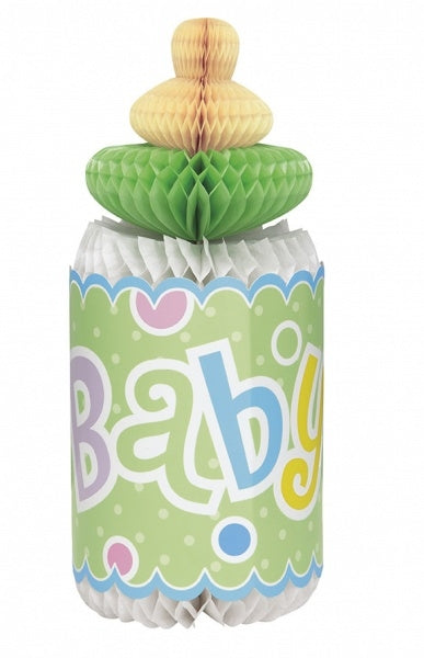Tåteflaske i 3D til babyshower dekor, nøytrale farger