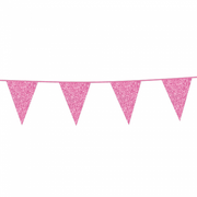 Vimpelrekke med glitter -Rosa- 6m