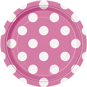 Engangsfat Rosa/hvit prikkete, 17cm, pk/8