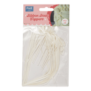 Satengsløyfer på pinne i hvit, 8 stk fra PME – tidløs kaketopper med sløyfe til bryllup og dåp