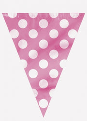 Vimpelrekke, rosa med prikker, ca 3,6meter