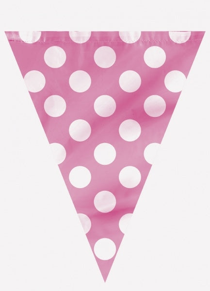 Vimpelrekke, rosa med prikker, ca 3,6meter