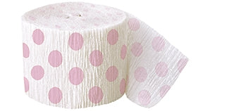 Rosa og hvit crepe streamer, prikker