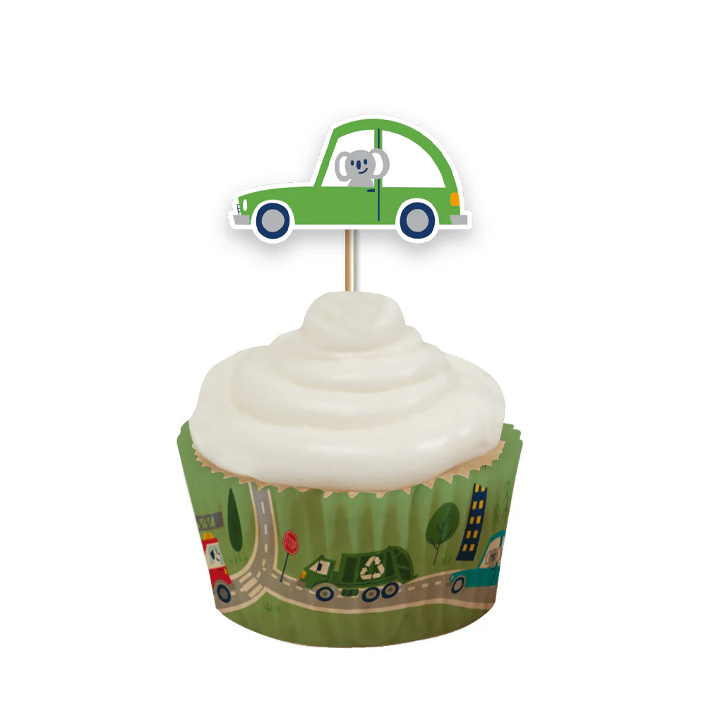 Cupcaketopper -Kjøretøy- pk/12