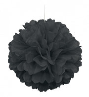 Svart rund papirkule til dekor/oppheng, ca 40cm