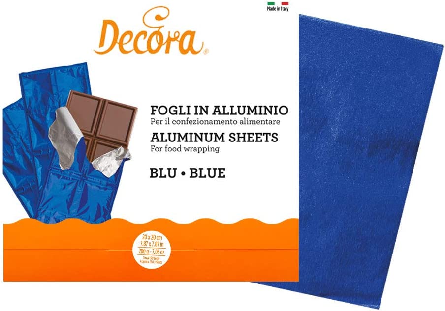 Decora Innpakningsark i blå aluminium