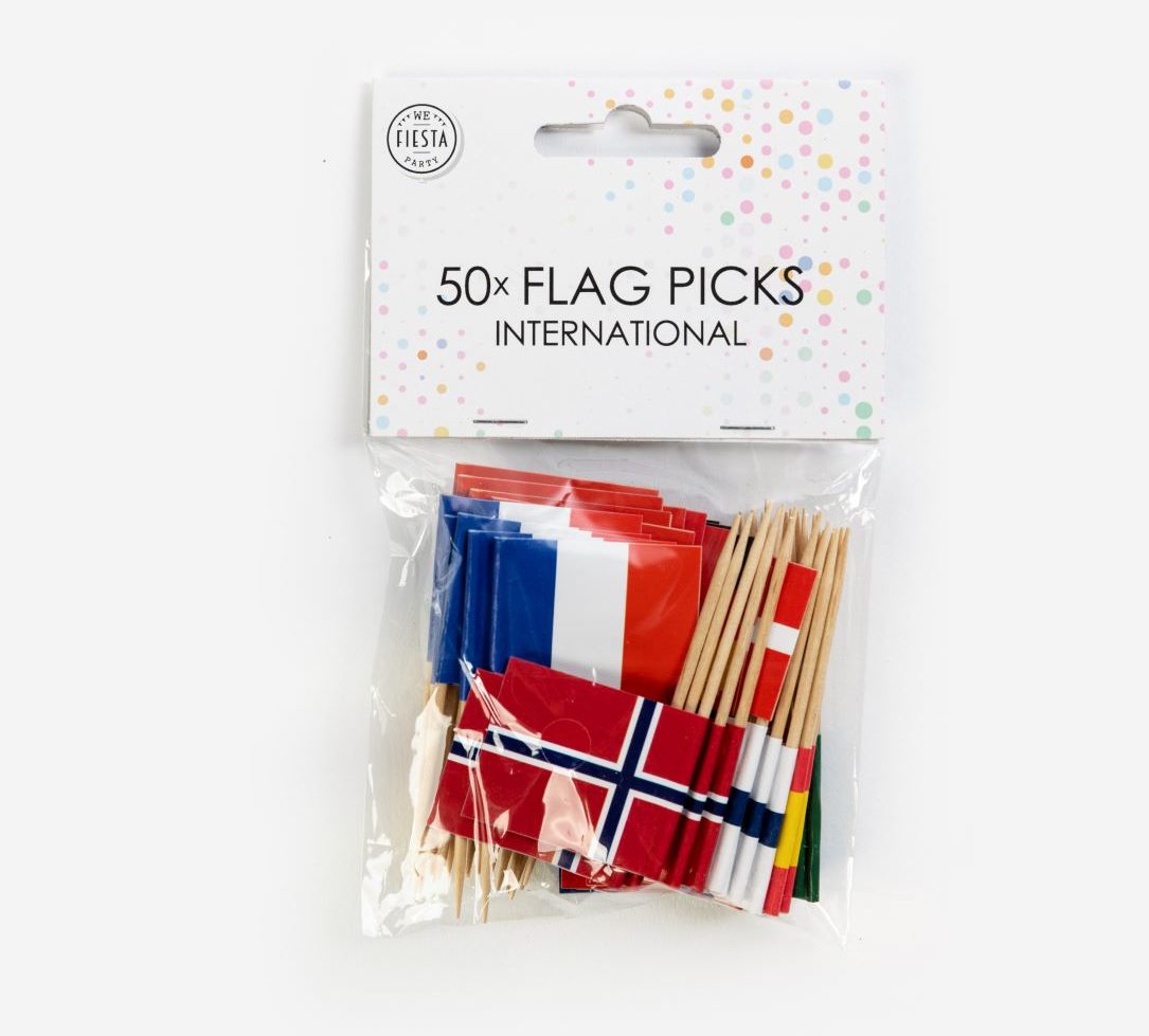 Internasjonale flagg på trepinner