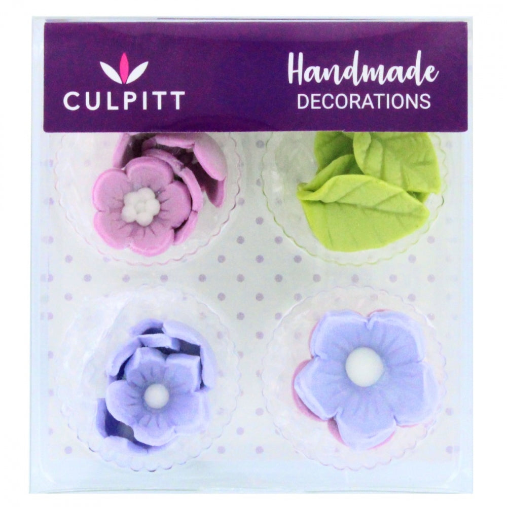 Culpitt Spiselig kakepynt Lilla blomster og blader pk/12
