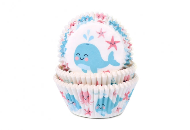 muffinsform hval til babyshower og gender reveal