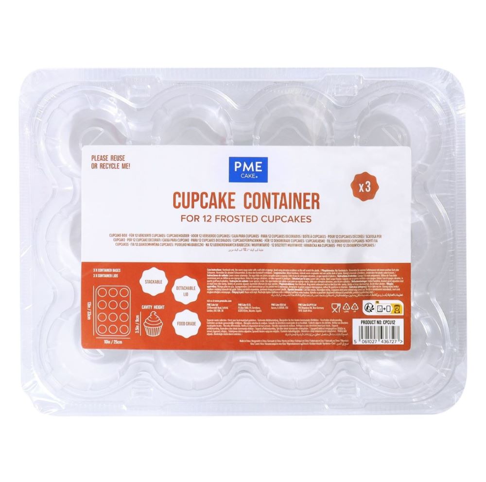 PME boks til cupcakes i plast, 3 pk – 12 Cupcakes