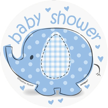 Babyshower blå cutouts "elefant/paraply", 8stk, 13cm