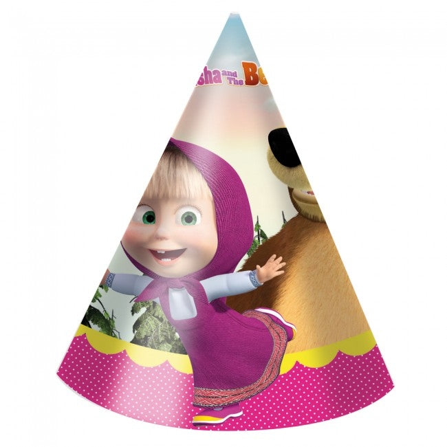 Masha og Mishka partyhatter, 6stk