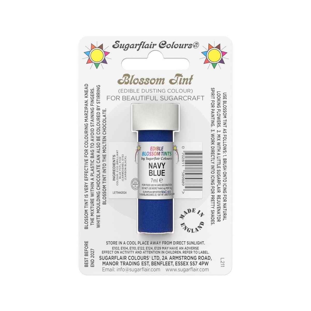 Sugarflair pulverfarge Navy Blue, 7ml