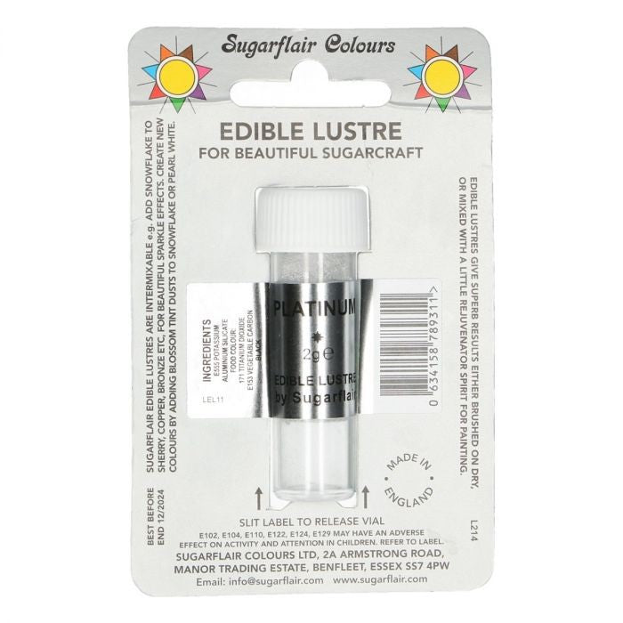 Sugarflair spiselig glitter Platinum, 2g