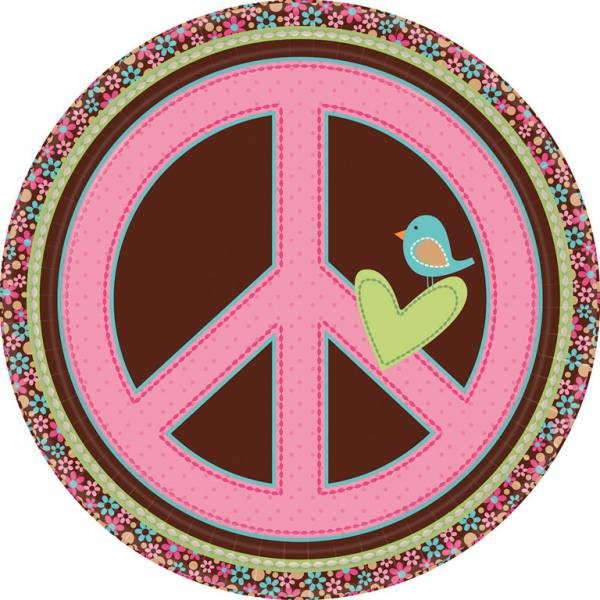 Papptallerken -Hippie Chick- 23cm pk/8