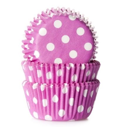 House of Marie Muffinsformer Rosa med hvite prikker -Mini- pk/60