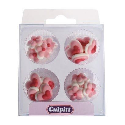 Culpitt Spiselig kakepynt Små hjerter og blomster pk/24