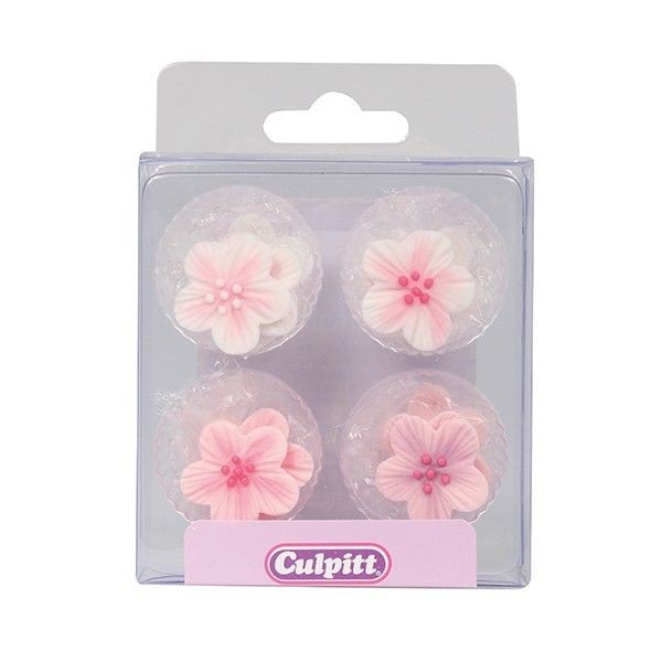 Culpitt Spiselig kakepynt Rosa blomster pk/12