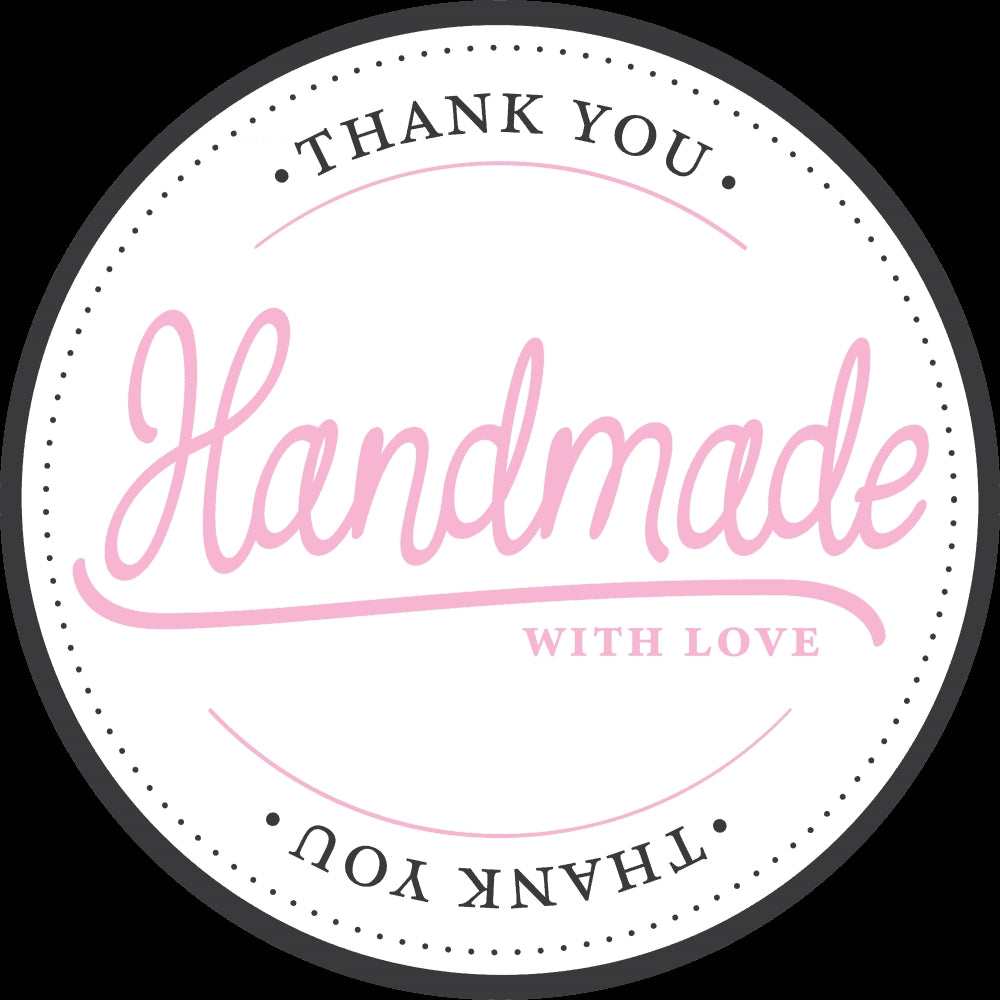 Klistermerker Hvit -Handmade with love- pk/100