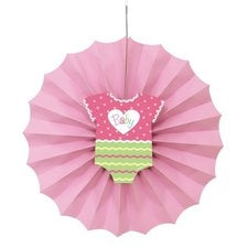 Rosa babyshower papirvifte for oppheng