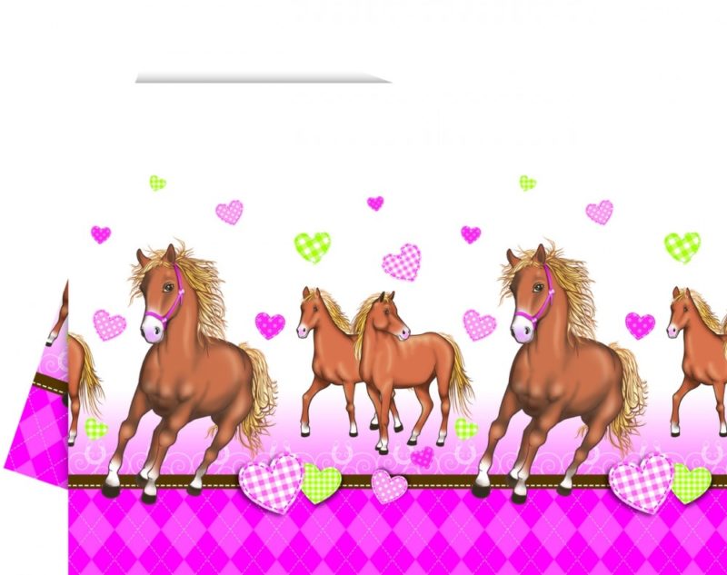Hest rosa plastduk 120x180cm