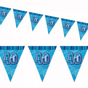 40års vimpelrekkedekor, ca 3,6m, blå/sølv