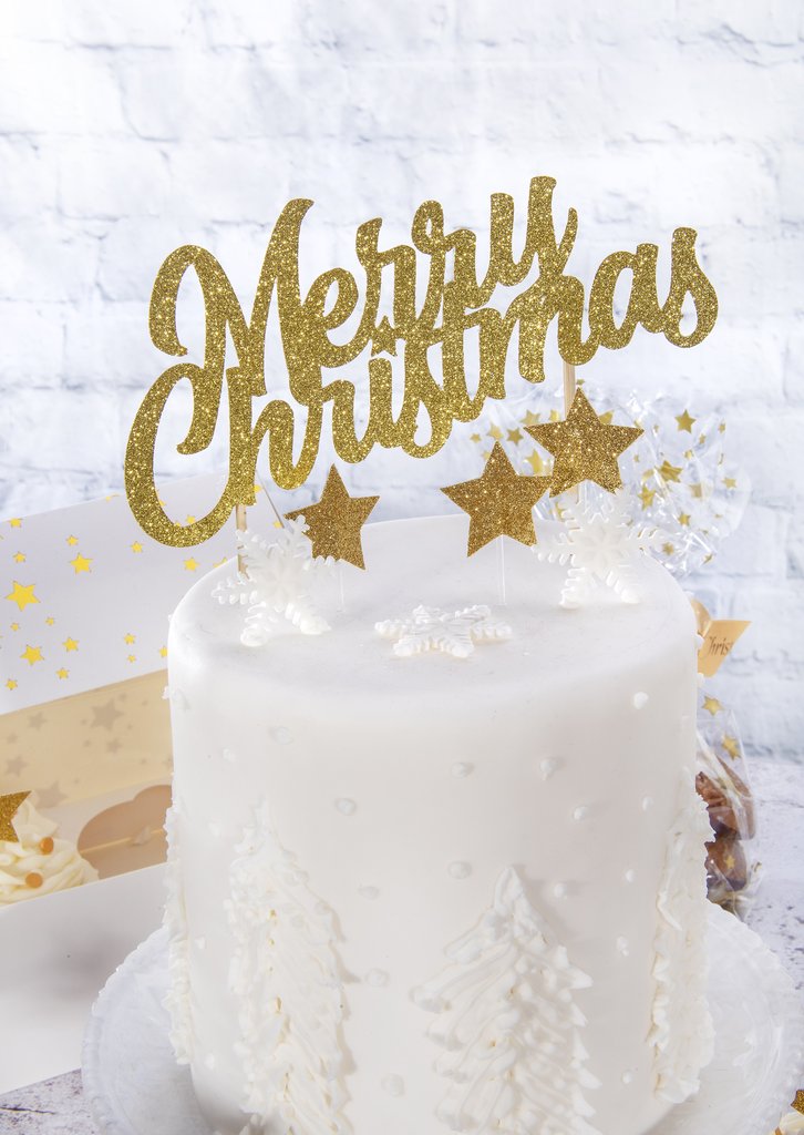 Kaketopp "Merry Christmas" -Gull-