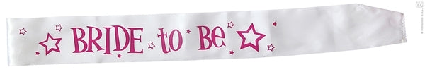 Bride to be sash, rosa/hvit