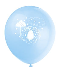 Babyshower elefanttrykk, gutt, 8 ballonger