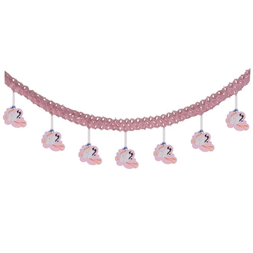 Girlander med Stork, 4 meter, lys rosa