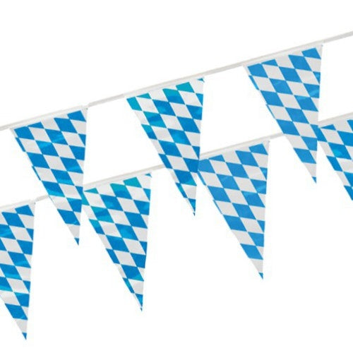 Bayern vimpel plast, blå/hvit-rutet-mønstret 4m