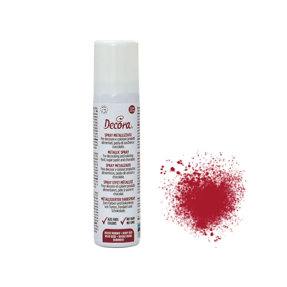 Decora Metallic spiselig fargespray, Mørk rød