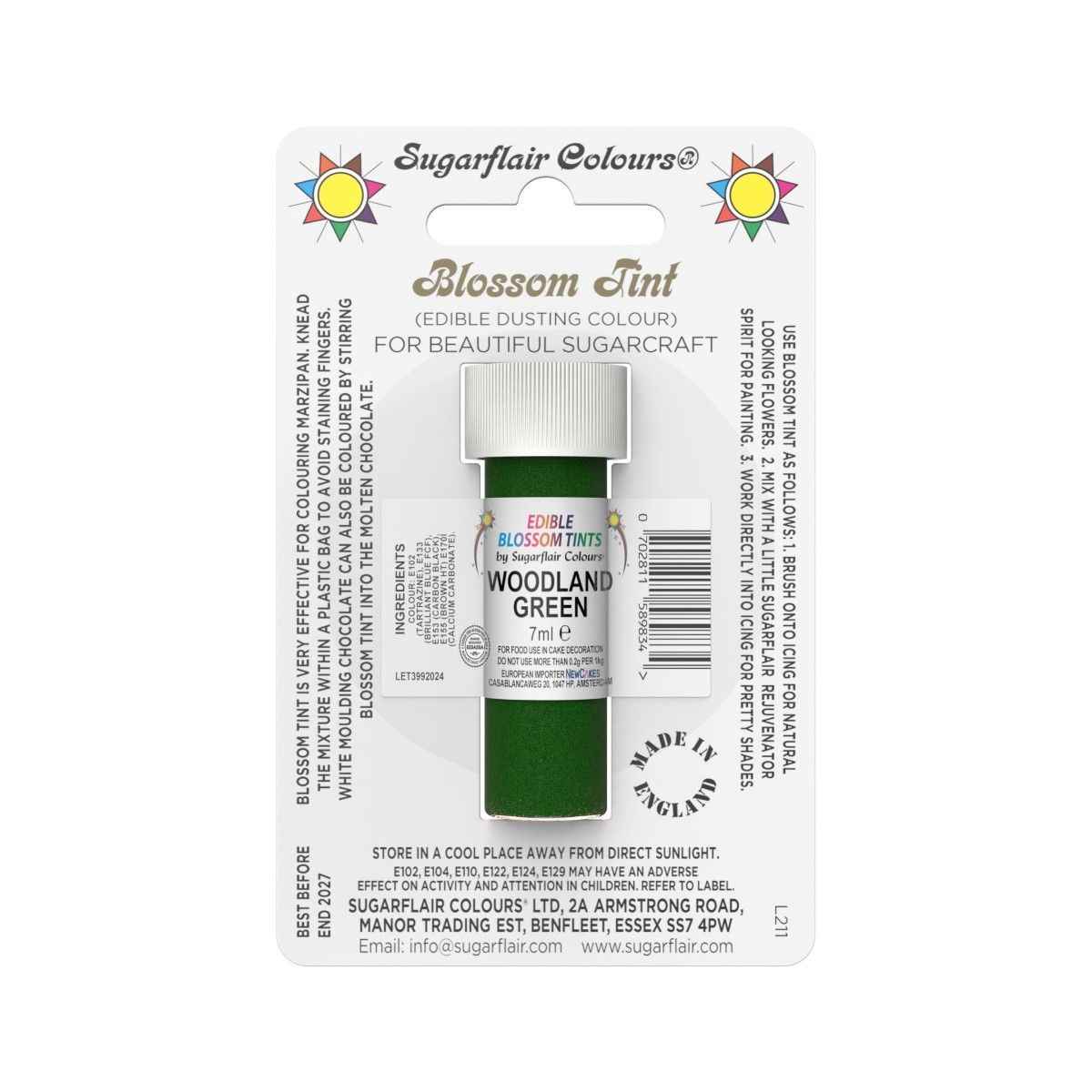 Sugarflair pulverfarge Woodland Green, 7ml