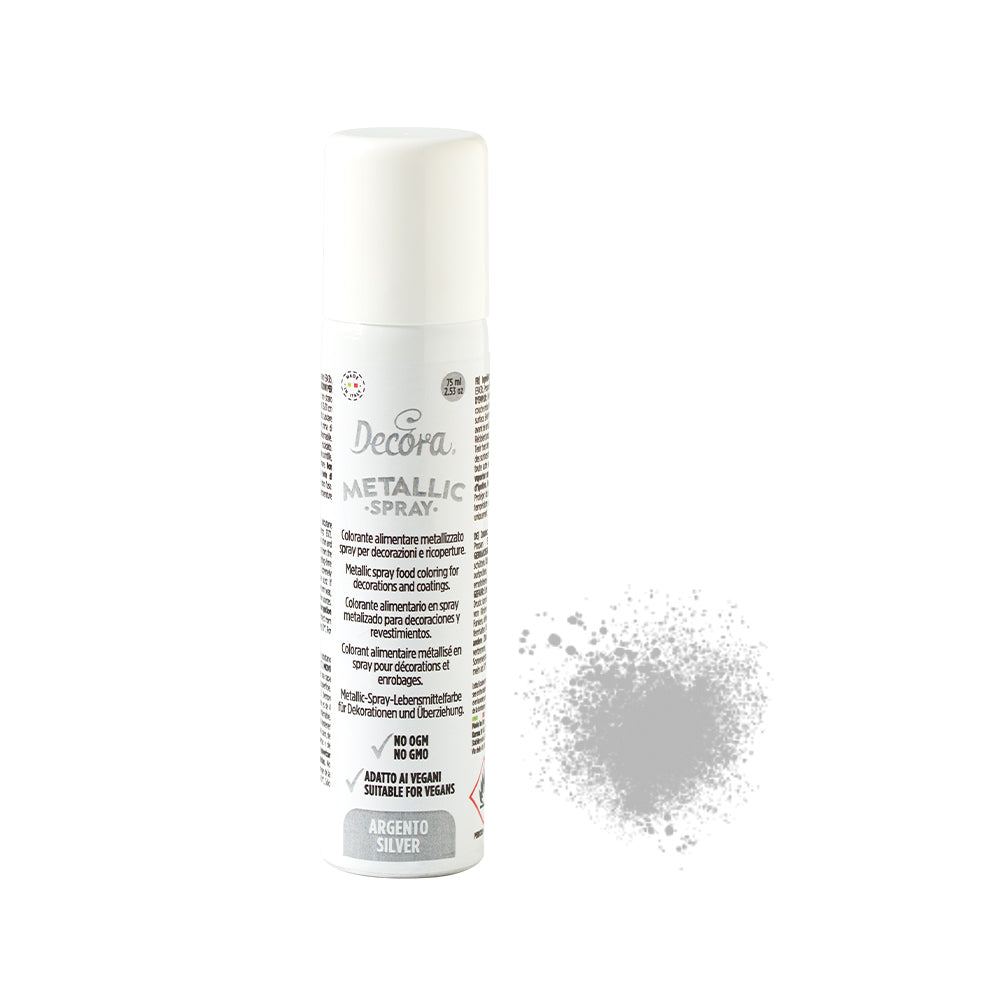Decora Metallic spiselig fargespray, Sølv