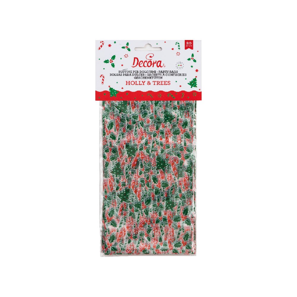 Decora gavepose -Kristtorn og Juletre- pk/20