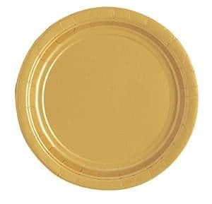 Gullfarget engangsfat, 16stk runde, 22,9cm diameter