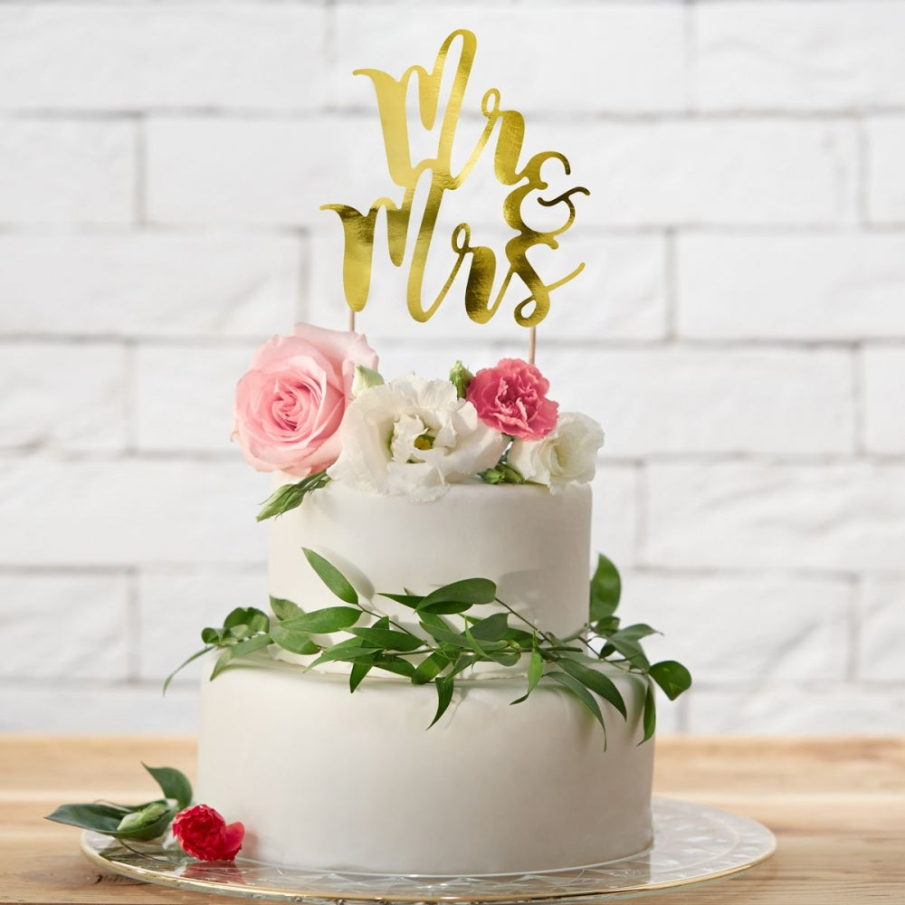 Kaketopp Bryllup "Mr&Mrs" -gull-