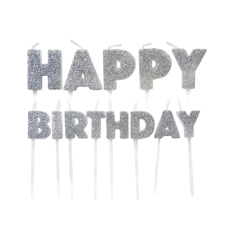 Kakelys Happy Birthday sølv