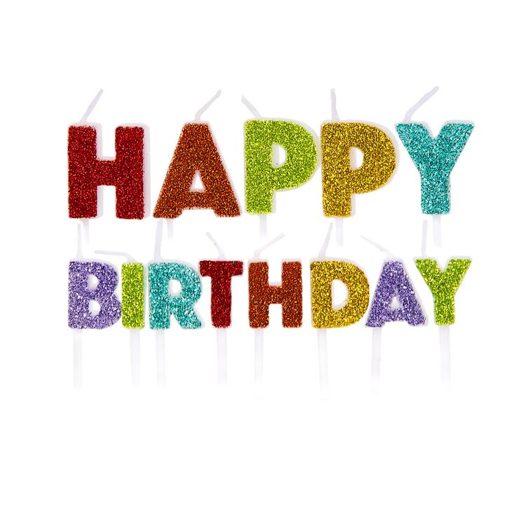 Kakelys Happy Birthday Regnbuefarger